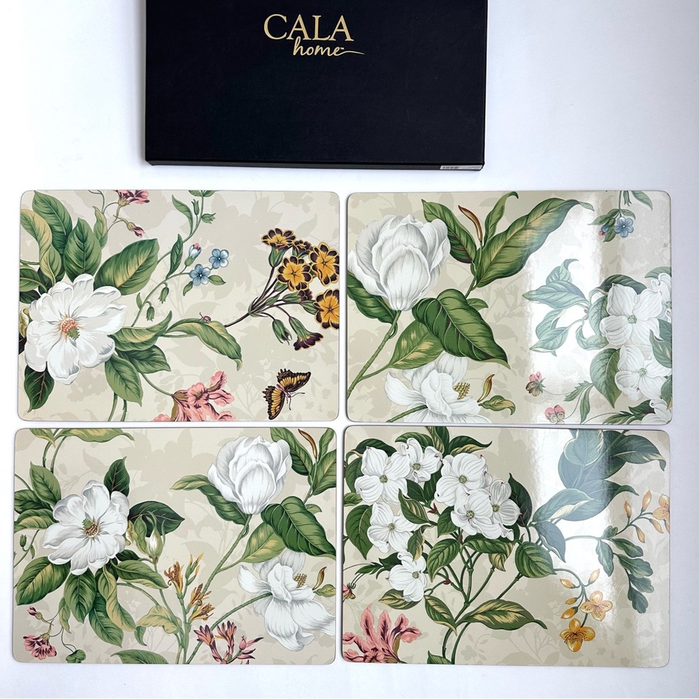 Cala Home Floral Botanical Hardboard Cork Backed Placements